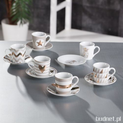 Dekoria.pl, Zestaw filiżanek do espresso Geo Gold&Beige